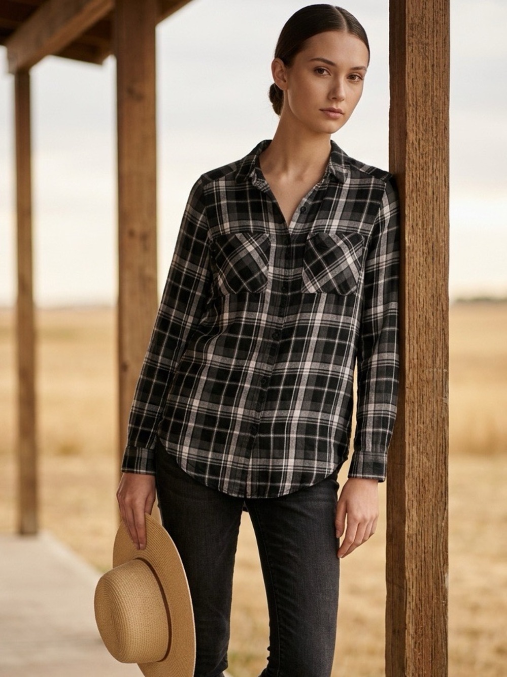 BP Women's Button Down Plaid Shirt Size S